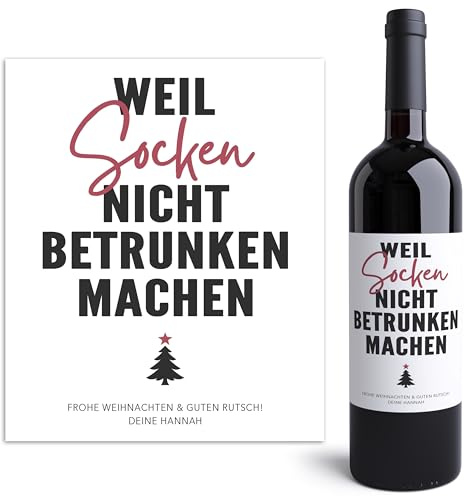 Weihnachten Weinetiketten personalisiert Flaschenetiketten selbst gestalten Geschenk Wein Etiketten selbstklebend 2 Stück | 10x12 cm