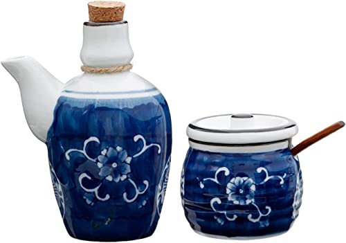 Set da caffè in ceramica blu con zuccheriera e lattiera con lattiera e zuccheriera