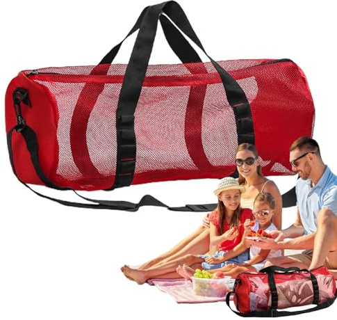 Duffle-Ausrüstungstasche – robustes, zylindrisches Netz mit verstellbarem Riemen, Schnorchel-Sporttasche | Netz-Tauchtasche mit Innenhaken, belüftete Sporttasche für Reisen und extra großer Stauraum i