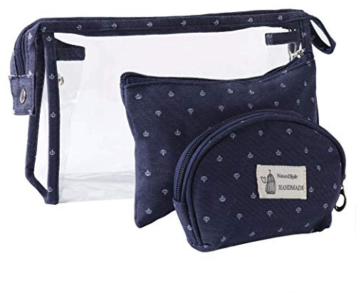 Kulturbeutel Transparent für Reisen 3 Stück, Wasserdicht PVC Kulturtasche für Frauen Kosmetiktasche Make-Up Tasche Kleine Brieftasche mit Reißverschluss
