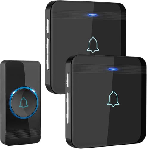 XUNIVERS Campanelli Wireless,Campanello Senza Fili da Esterno IP65,60 Suonerie,Ricevitore da Interno con Volumi Regolabili,Wireless Doorbell con Raggio d’Azione 400M,Indicatore LED,Porta Campanello