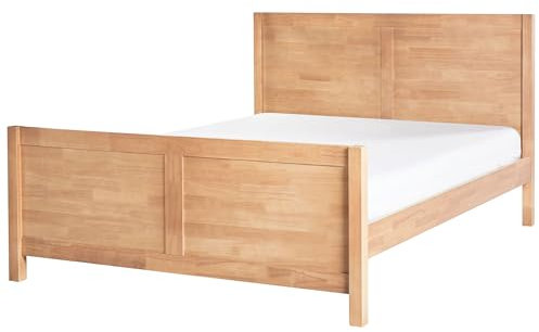 Beliani Holzbett Hellbraun mit Kopf- u. Fußteil Lattenrost 140x200cm rustikal Champagnat