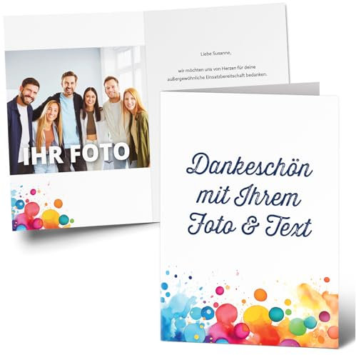 XXL Dankeskarte (A4) | Text und Foto PERSONALISIERT | Dankeschön hochwertige Klappkarte | Große Danke Karte Motiv 1 | Maxi | Überformat | mit Umschlag