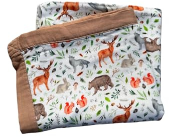 Baby J's – Quilted Muslin Blanket – 120x120cm – Woodland Design