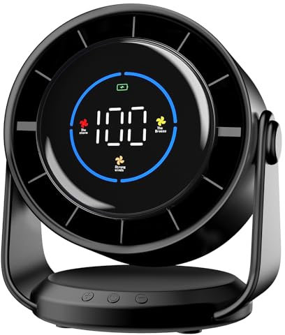 Ventilatore da Tavolo Silenzioso, Potente e Regolabile Display LED 100 velocità Ventilatore da parete Lnclinazione Variabile a 105° Raffreddamento silenzioso Per Camera, Soggiorno, Cucina, Viaggiare