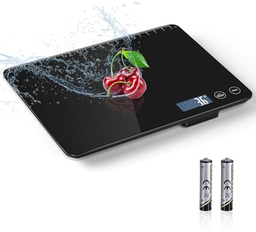 Drcowu stor digital köksvåg 15 kg, matvåg med 1 g noggrannhet, optimerad automatisk avstängningsinställning (3, 10 och 60 min), LCD-skärm, gram och oz, perfekt för matlagning, bakning, diet, svart