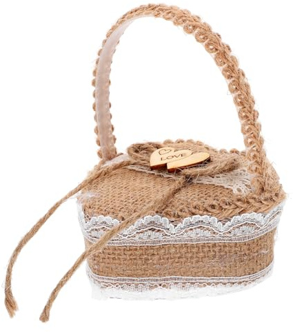 LIOOBO Cesta De Anillos De Boda Rústica Soporte Delicado Para Joyas Almacenamiento Práctico De Anillos Para Novias y Parejas