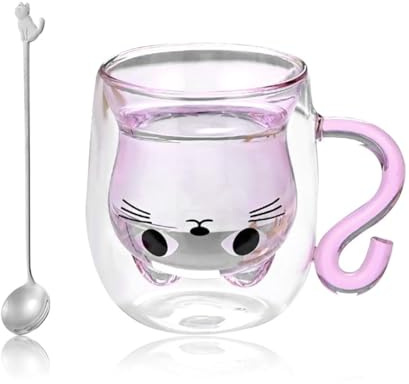Bvtpoyy Tasse pour chat, chat 2D, cadeau pour les amoureux des chats, tasse à café 3D, idéale pour le thé, le café, les boissons lactées et les cadeaux d'anniversaire et de Saint-Valentin