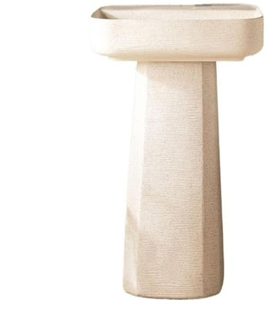 XDAWQP Standwaschbecken, Standwaschbecken aus Keramik, 2-teiliges beigefarbenes Säulenwaschbecken mit Waschtisch, einfach zu installierendes Standwaschbecken，006 One Size