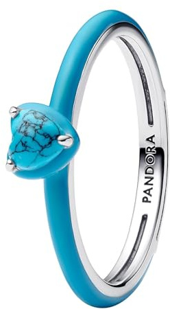 PANDORA Damenring Silber Türkisfarbenes Herz 193828C01