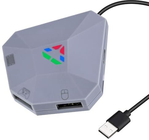 Wigearss Conversor de Teclado y Ratón para Nintendo Switch, Adaptador de Teclado con Indicadores LED para Switch/Xbox One/S/Xbox Series S/X/PS4/PS3/PC