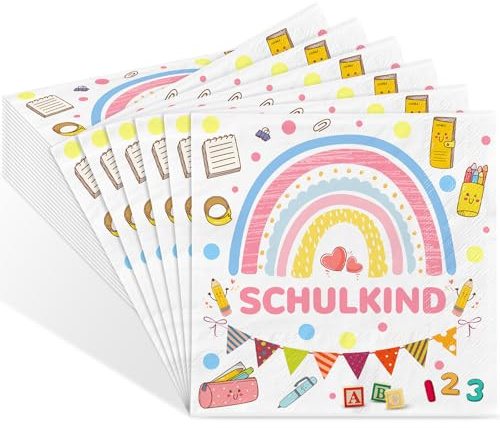 IIRC Servietten Einschulung(3-lagig), 33x33 cm Servietten Schulanfang Tischdeko Servietten (20 STK)