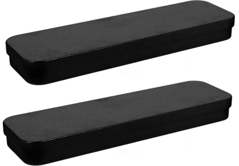NIYANGLE 2Pcs Rectangular Tinplate Pencil Box Stationery Organizer for Students with Compact and Moisture-Resistant Design for School and Office Use