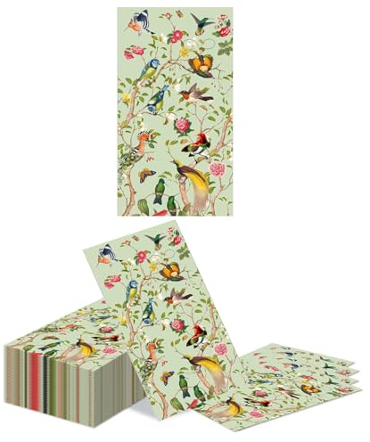 Kotkiddy 40 STK Vintage Floral Vogel Servietten Wasserfarben Gäste Servietten Wildblumen Vogel Dekor Papierservietten Für Bad Geburtstag Baby Shower