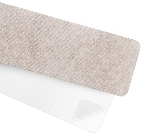 Quest Treppenstufen Matten selbstklebend 76x20 cm – Stufenmatten innen für Treppe – Treppenteppich rutschfest – Teppich für Treppenstufen – Treppenschutz & Stufenteppich Set (15 STK., Creme)