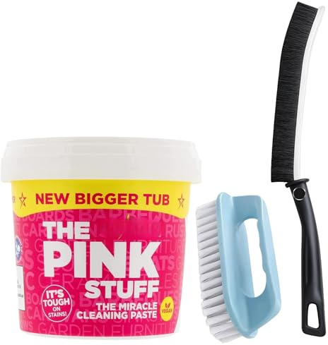 Pink Stuff Miracle Cleaning Paste & PARAHON Cleaning Tools Bundle | Tough Multi-Purpose Cleaner for Kitchen, Bathroom, Tiles, Cookers & Sinks (3x - Pink50g, Brush, Crevice Brush)