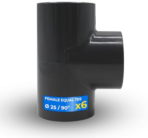 DOJA Barcelona Raccordo a T - PVC - Ø 25mm - Confezione da 6 - Facile Installazione - Raccordo a Tre Vie, Versatilità nelle Applicazioni, Derivazione T 90, Robustez, Giunto per Tubi