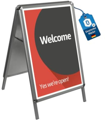 Dönges Kundenstopper A-Schild Metall - Robuster Plakatständer für DIN A1 Plakate - Wetterfest & Stabil - Ideal für Außenwerbung
