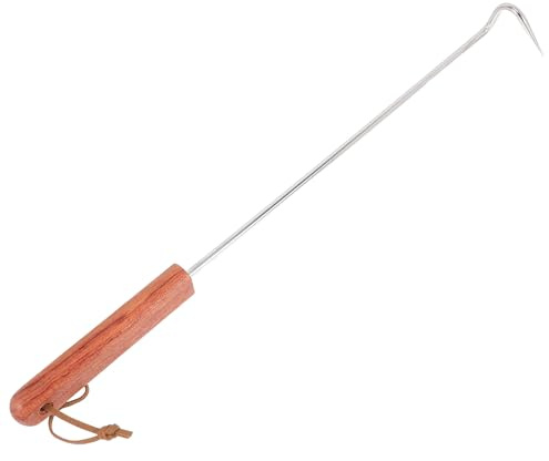 DECHOUS Gancio per Carne da Barbecue in Acciaio Inox con Manico in Legno Ergonomico Forchetta da Griglia Multifunzionale Antiscivolo per Grigliare Pollo Salsicce e Verdure Utensile
