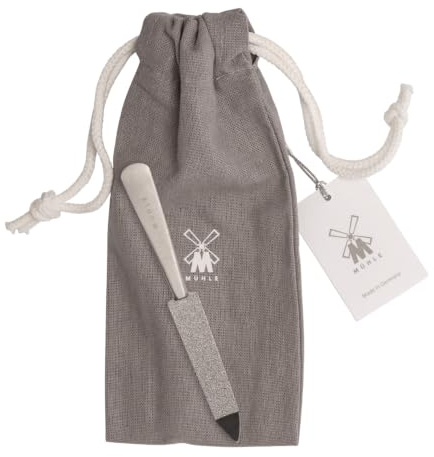 MÜHLE Nagelfeile aus Edelstahl mit Saphirbeschichtung - 91 mm - für Nagelpflege, vegan, rostfrei, mit Baumwollsäckchen