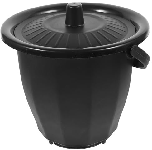 GAROZATION Pot de Chambre pour Adulte Portable en Plastique Noir, Résistant et Stable, Couvercle, pour Personnes Âgées et Femmes Enceintes à Domicile