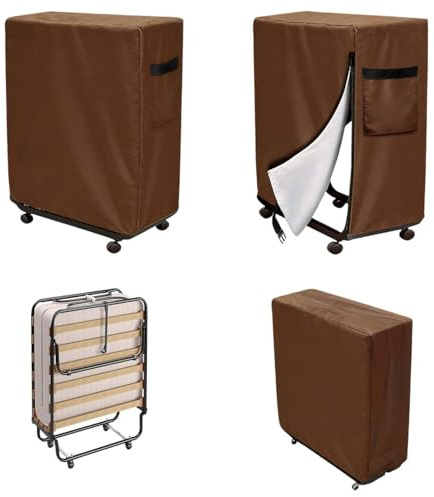 Telo di copertura per letto singolo，Copertura di Stoccaggio Letto Pieghevole，Copri Brandina Pieghevole，Adatto per letti pieghevoli e poltrone reclinabili, impermeabile e resistente al sole (Marrone)