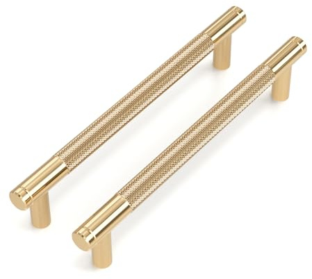 LONTAN 10 Pack Gold Kitchen Handles 160mm Gold Cupboard Handles Aluminum Alloy Drawer Pulls for Cabinet Wardrobe Bathroom Kitchen