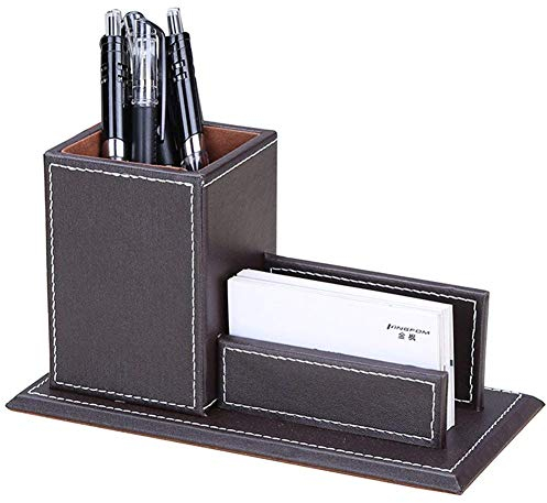 KINGFOM Creative Stifthalter mit Visitenkartenständer (Braun)