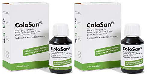 SaluVet ColoSan | Doppelpack | 2 x 100 ml | Arzneimittel für Pferde, Rinder, Schweine, Schafe, Ziegen, Kaninchen und Hunde | Bei Blähungen und Magen-Darm-Störungen
