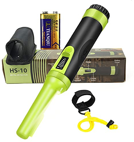 Fully Waterproof LCD Display Pinpointing Gold Metal Detector with LED Flashlight,360 Degree Searching Pinpointer,IP68 Underwater to 3m/9.8feet Treasure Hunter for Adults and Kids, Three Modes,Green