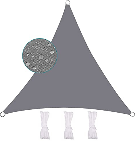 MEEYI Sonnensegel Dreieckig 4.5X4.5X4.5m Sonnenschutzsegel Balkon 95% Beschattung UV Schutz Wetterschutz Wasserabweisend Windschutz & Tear Resistant Sonnenschutz Für Garten Terrasse Carport, Grau