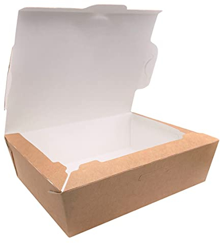 Confezione da 50 scatole per il pranzo in carta kraft, contenitore per alimenti, 1000 ml, da asporto, a prova di perdite, biodegradabili, ecologici, riciclabili (50, 1000 ml)