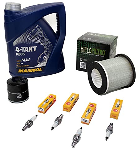 Wartungspaket Öl 4L + Luftfilter + Ölfilter + Zündkerzen für Yamaha XJ 600 XJ600 Diversion Baujahr 1992-2003