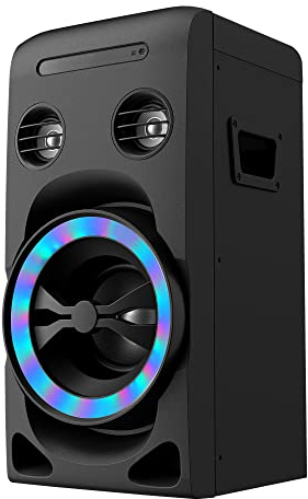 Partylautsprecher Kompaktanlage Minianlage HiFi-Anlage 100W CD-Player, 2 Mikrofonanschlüsse, Bluetooth, UKW-Radio, AUX-In, USB-Eingang, Kopfhöreranschluss und LED, Fernbedienung