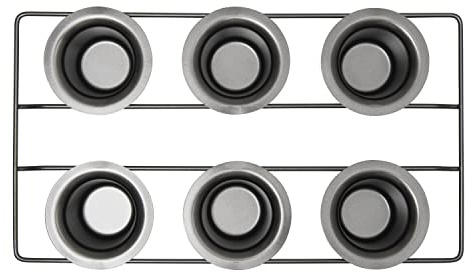 Winfeb Popover Baking Pan- Vertical 6 Cup with Non-Stick Finish- Complete with Mini Basting Brush, Black