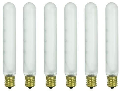 Sunlite 41665-SU Incandescent T6.5 Tubular Light Bulb, E17 Internediate Base, 40 Watts, 290 Lumens, Dimmable, Mercury Free, 2600K Warm White, Frost Glass, 6 Count