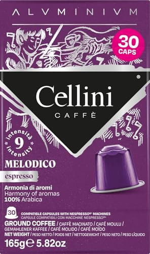 Caffè Cellini Capsule Alluminio Compatibili con Nespresso* - Aluminium Melodico 120pz| Con Note Aromatiche Di Cacao Amaro
