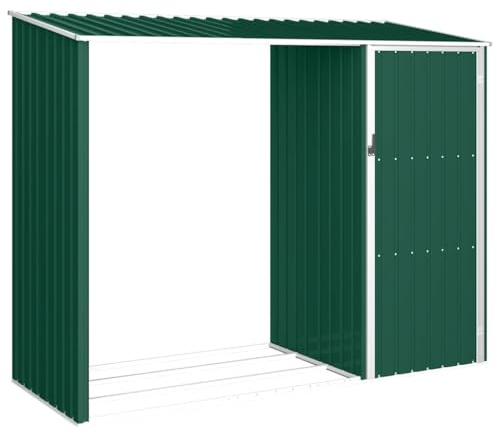 vidaXL Cobertizo de Jardín Cabaña de Troncos Patio Caseta Arrojar Plane Almacenamiento Herramientas Equipos Resistente de Leña Verde Acero Galvanizado