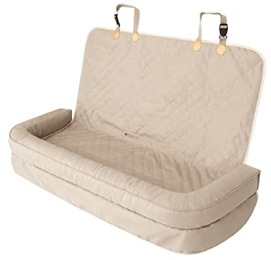 PillowPrim Hundeautositz, Hundedecke Auto rückbank, Transportbox Katze, Hundebox, Hundekorb, Hundegeschirr, Hundebett, Hundekörbchen, Beige Oxford, 133 x 45 cm