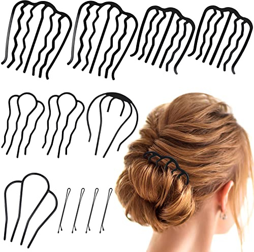 12 Stück Haarkämme für Damen, Zubehör, Haarklammern für Hochsteckfrisuren, U-förmige Haarkämme für französische gedrehte Zähne, Haarnadel für Frauen und Mädchen, Vintage-Haarstyling-Zubehör