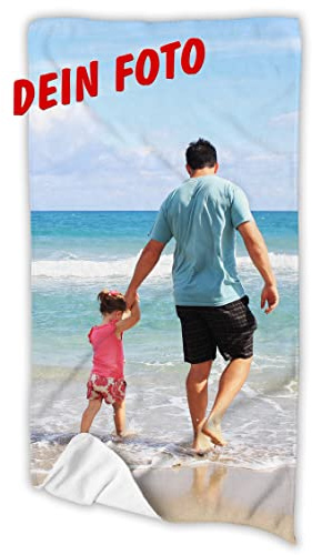 Unikatolo Foto Handtuch vollflächig personalisiert Foto 50 x 100 cm | individuelle Geschenke Männer Frauen Kinder Urlaubsfoto Reisegutschein Hochzeitsgeschenk Geburtstag Vatertag Ostern Weihnachten