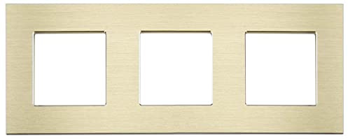 Luxus-Time Wippschalter Lichtschalter Steckdosen mit Aluminium Rahmen Unterputzdose UP Schuko Wipp Wandschalter Einbau Kippschalter Gold (3-Fach Rahmen Aluminium)