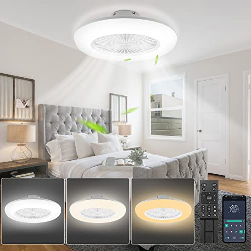 SWANEW Deckenventilator mit Beleuchtung 80W, 55CM LED Dimmbar Ventilatorlicht mit Fernbedienung und APP, 6 Geschwindigkeiten, 3000-6500K, Sommer- & Wintermodus