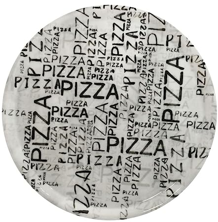 Saturnia Set 6 Piatti da Tavola Pizza in Porcellana Napoli White & Black 33 cm