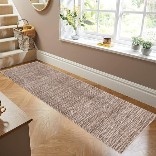 Siunwdiy Light Brown Carpet Runner Non Slip 50x160cm Hallway Area Rug Runner Washable Kitchen Mat Doormat Runner Floor Carpet Runner Rug for Hallway Entryway Kitchen Laundry Room