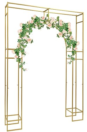 Arches de mariage dorées, fond floral, décoration de jardin de fête d'anniversaire 1,8 x 2,4 m