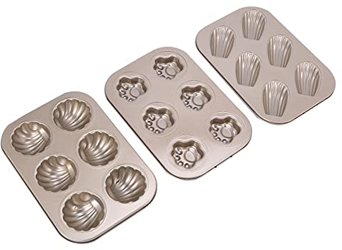CTRLZS Sartenes de Madeleine, 3 Paquetes de Sartenes Antiadherentes para Hornear en Forma de Garras de, Bandeja para Hornear de 6 Cavidades para Hornear Galleta Molde Merienda