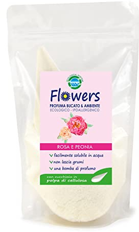 Flowers Profumatore Bucato Lavatrice, Rosa e Peonia - Ecologico in polvere, 200g
