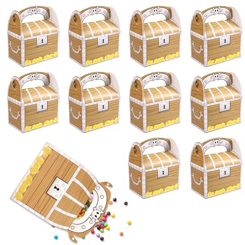 Nazaz Ensemble de 10 Mini Coffres au Trésor Pirate pour Fêtes - Boîtes Cadeaux Thématiques pour Bonbons, Chocolats, et Petits Cadeaux, Parfaites pour Anniversaires et Chasses au Trésor