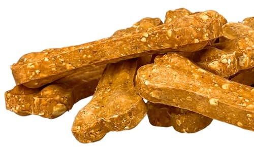 Hunde Snack in Kauknochen Form mit Gemüse: Kausnack mit Süßkartoffel und proteinreiche Rinderhaut - Hunde Leckerli naturbelassen ohne Zusätze, Getreidefrei - Natürliche Belohnung - 5X 35g